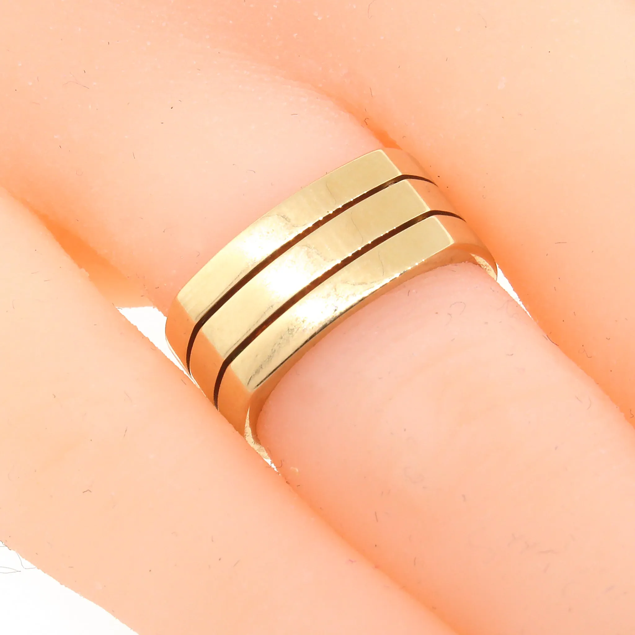 Solid 14k Gold 3-Band Fashion Ring