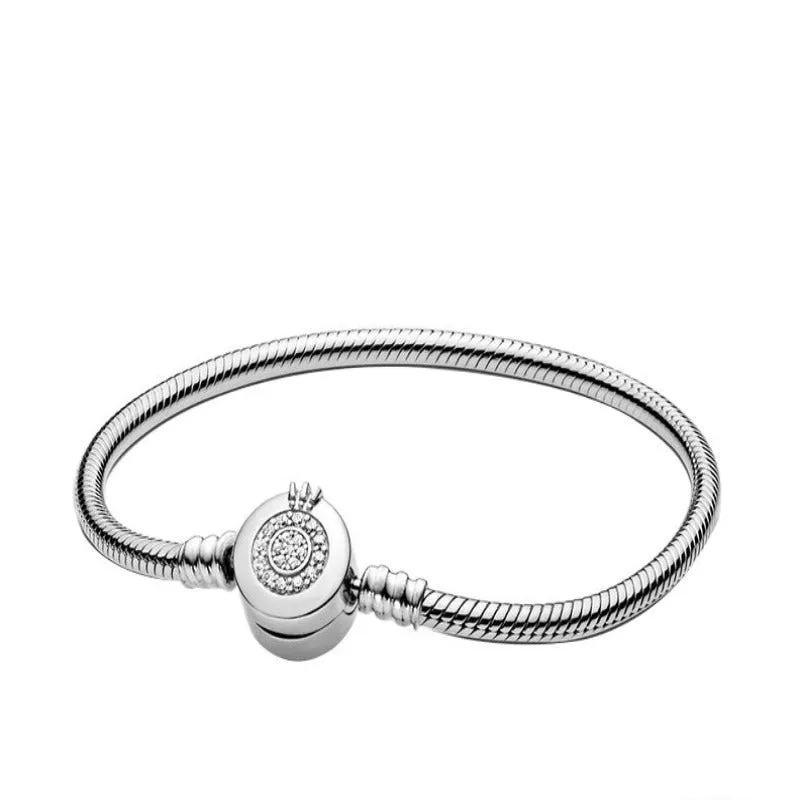 Solid Silver Classic Charms Round Bracelet