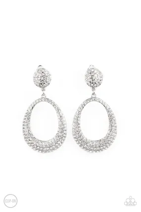 Sophisticated Smolder - White Paparazzi Clip On Earrings