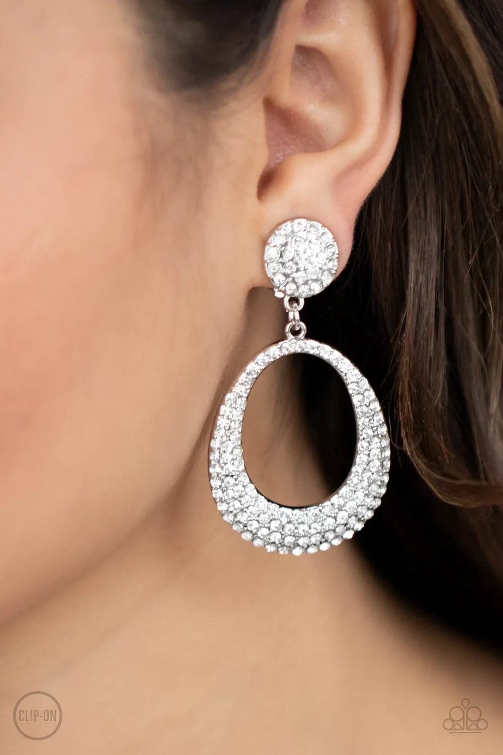 Sophisticated Smolder - White Paparazzi Clip On Earrings