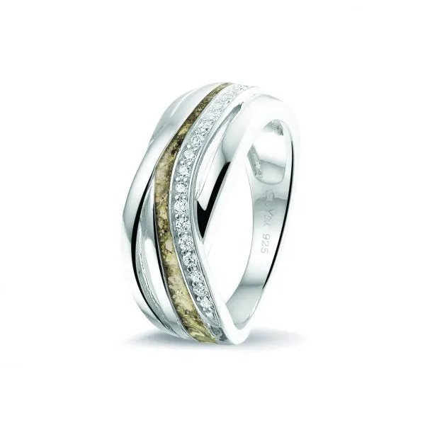 Sparkle Diagonal Ring with Cremation Ash