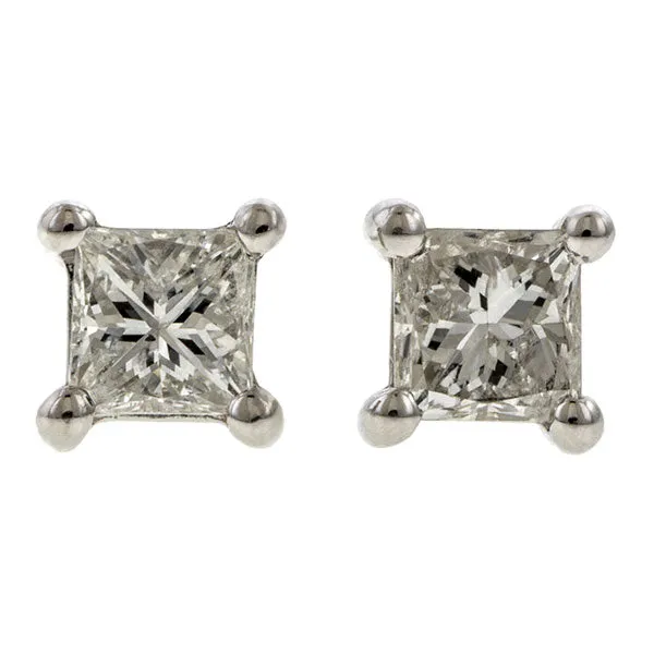 Square Diamond Stud Earrings, 0.27ctw.