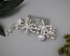 Starfish and Shell Mermaid Hair Comb