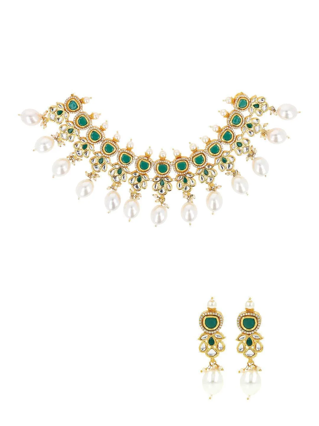 Stephanie Timmins In Ad Kundan Drop Pearls Necklace Set