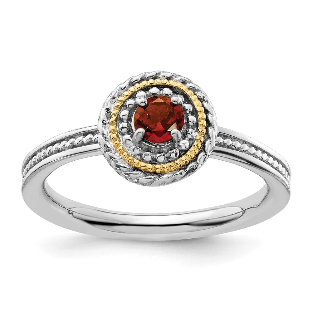 Sterling Silver & 14k Stackable Expressions Garnet Ring