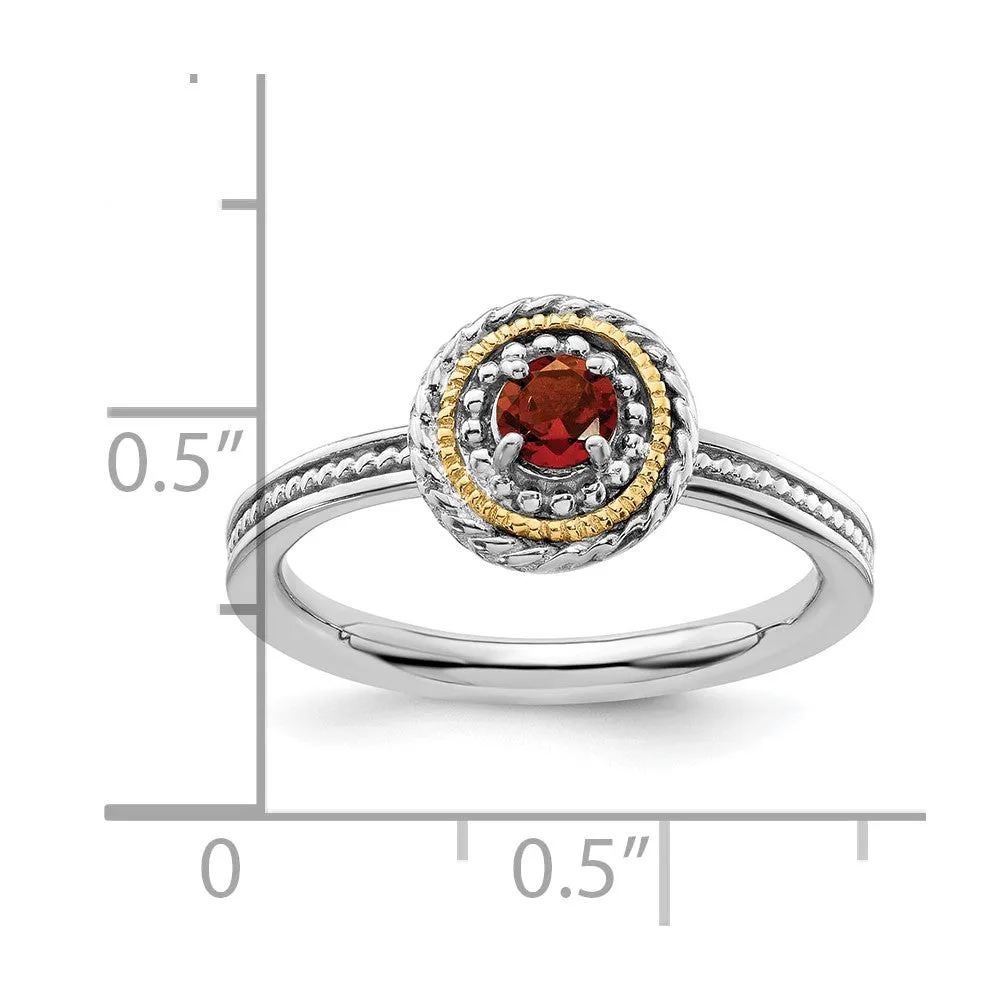 Sterling Silver & 14k Stackable Expressions Garnet Ring