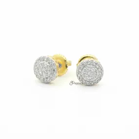 Sterling Silver C.Z Paved Round Stud Earrings