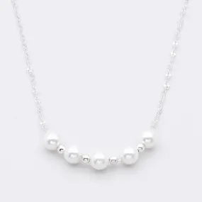 Sterling Silver Pearls Choker Necklace - Silver