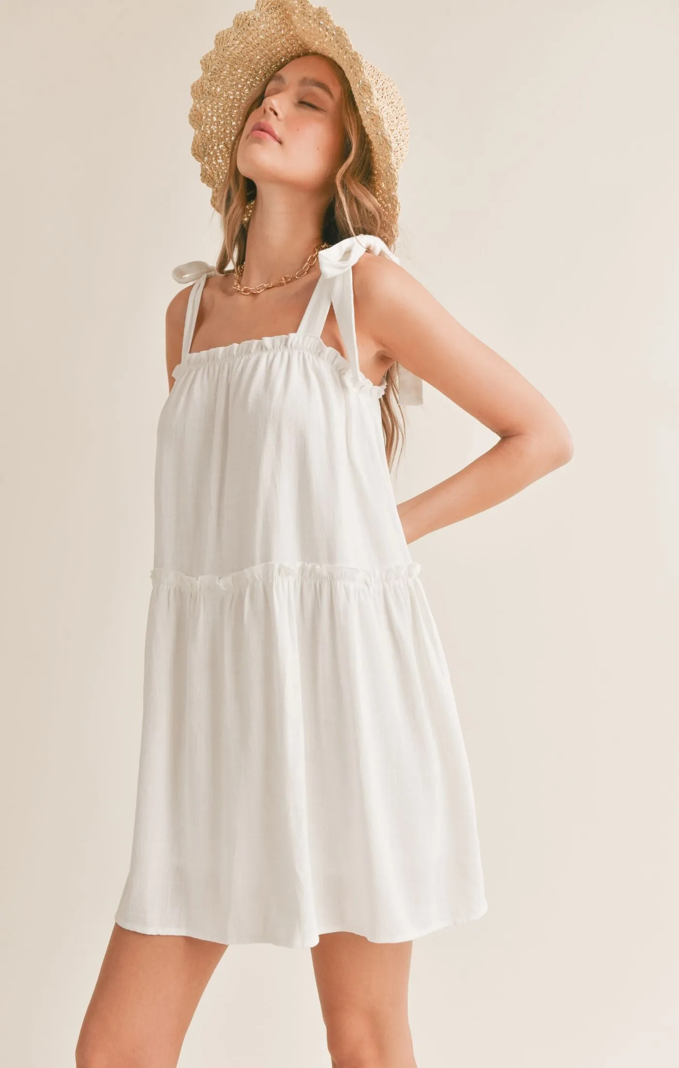 Sugarloaf Tiered Dress with Tie Straps