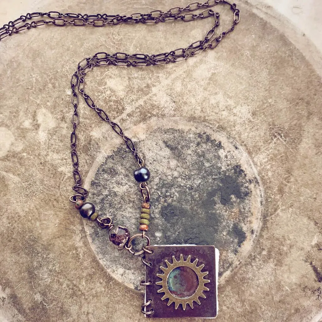 sunburst // mini journal blank book pendant necklace