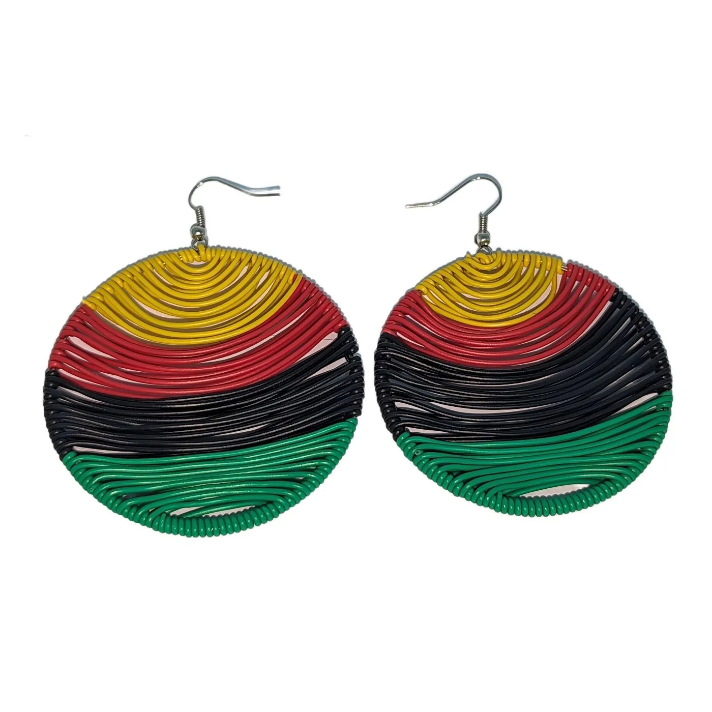 Telephone Wire Earrings - Pan African & Rasta Colors