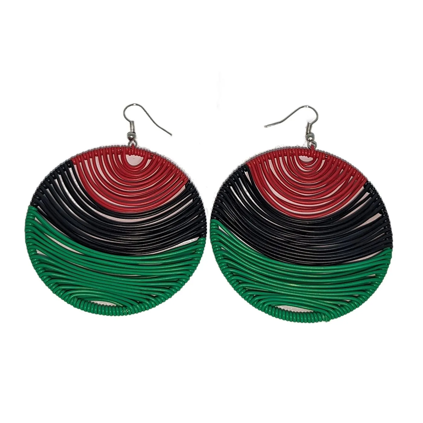 Telephone Wire Earrings - Pan African & Rasta Colors