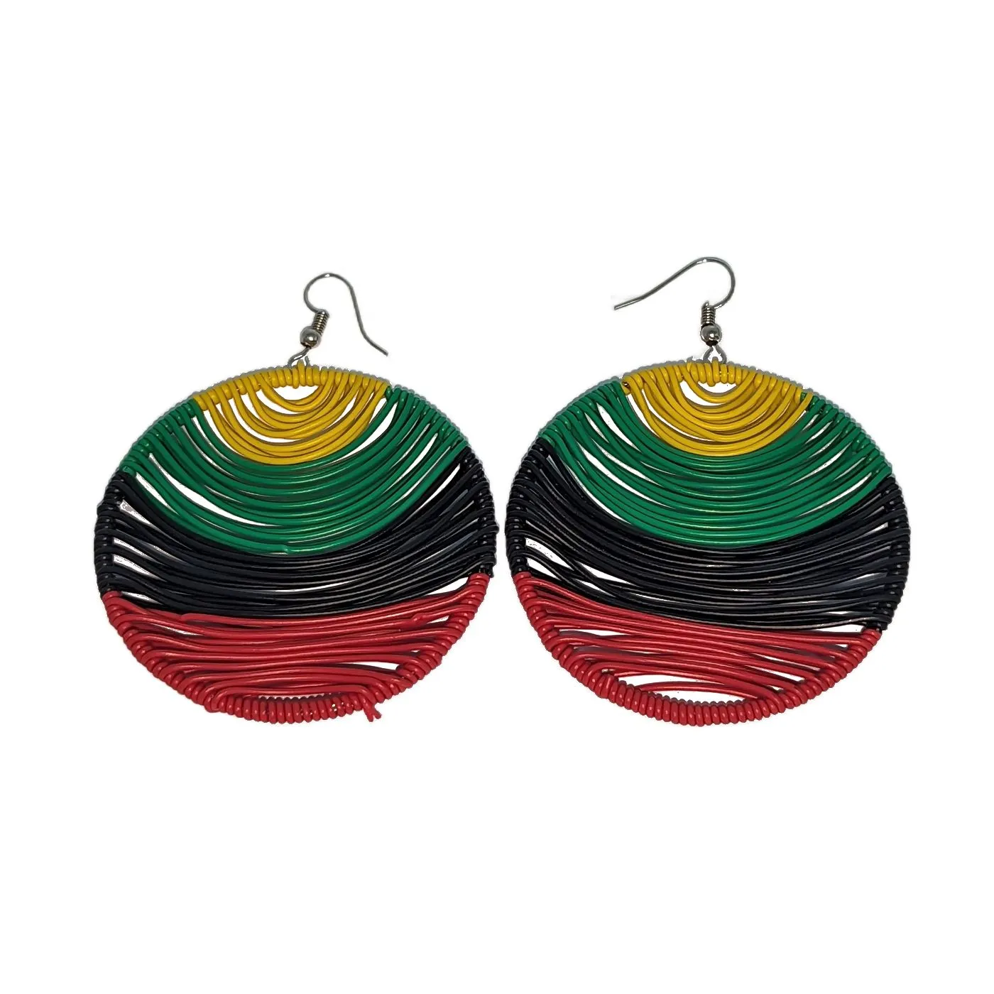 Telephone Wire Earrings - Pan African & Rasta Colors