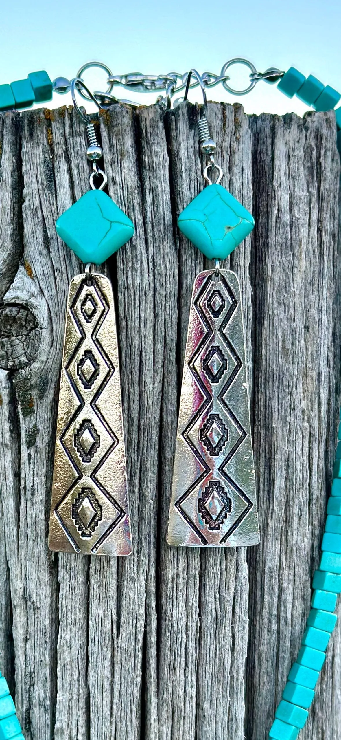 The Aztec Turquoise Diamond Drop Earring