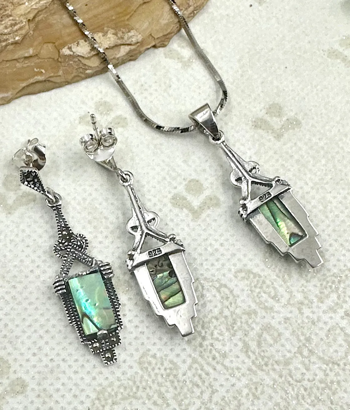 The Silver Marcasite Pendant Set (Sea-Shell)