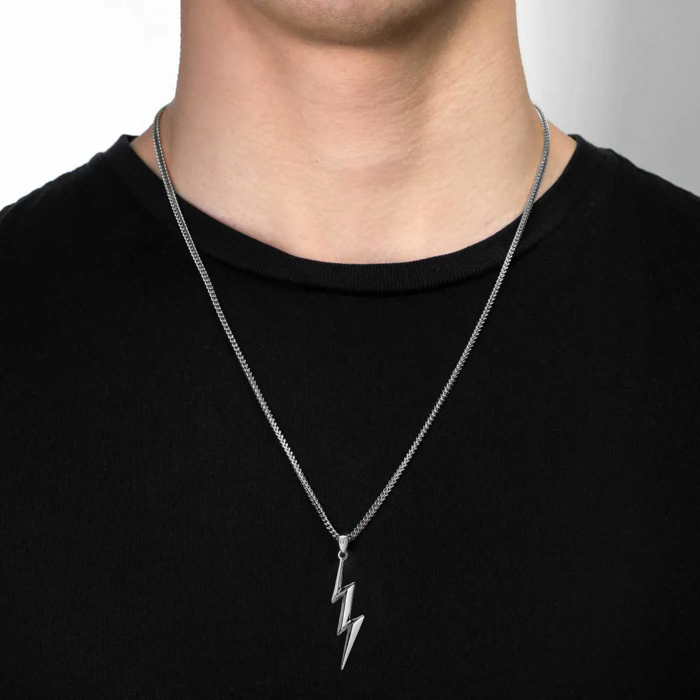 Thunderbolt Pendant - White Gold