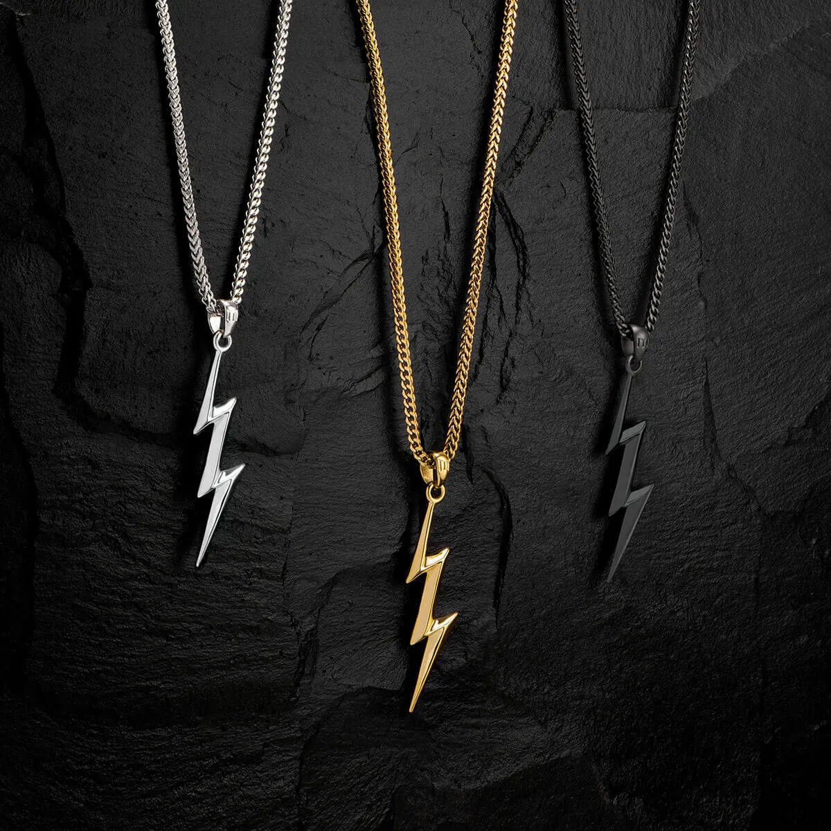 Thunderbolt Pendant - White Gold