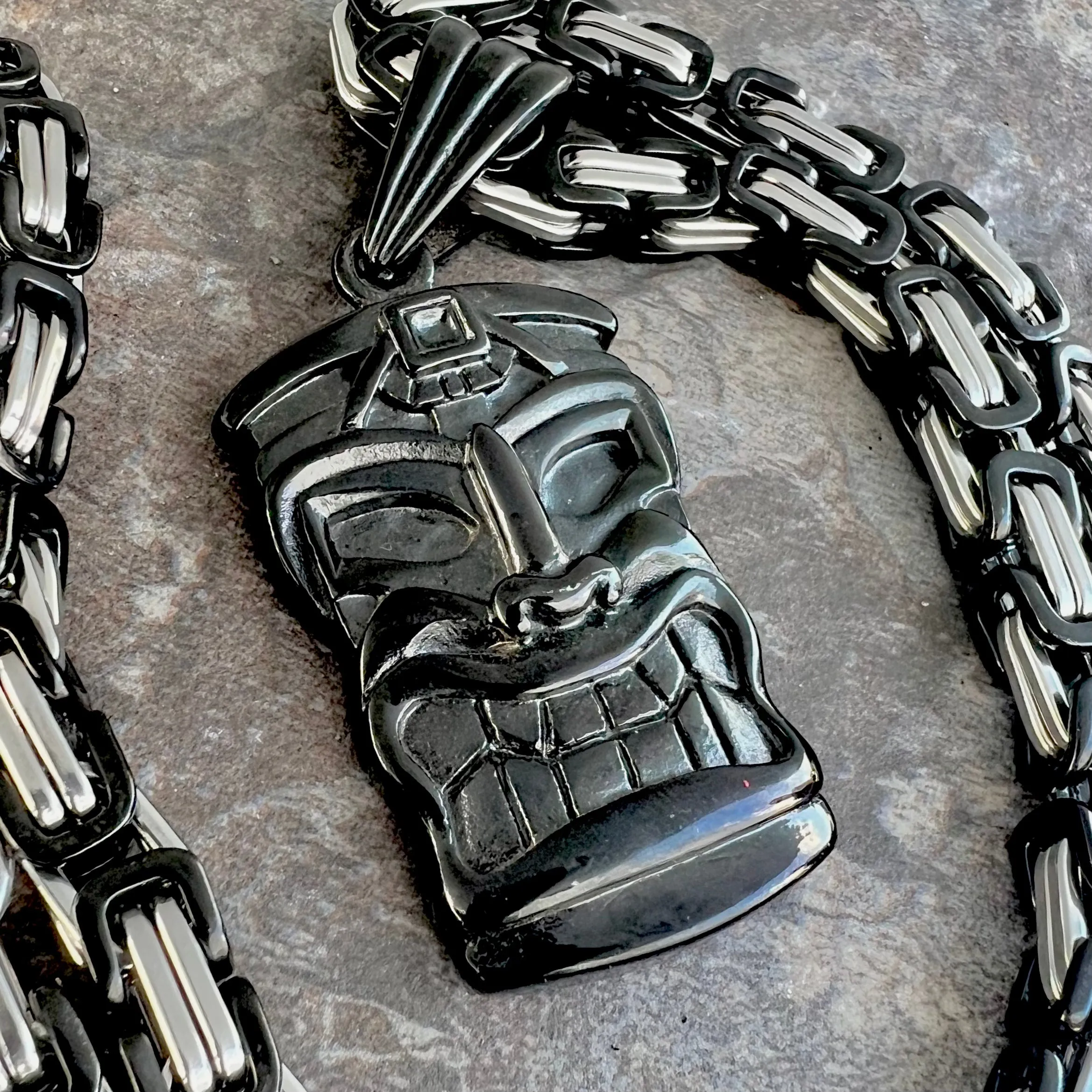 Tiki Man Skull Black Pendant - Necklace (301)