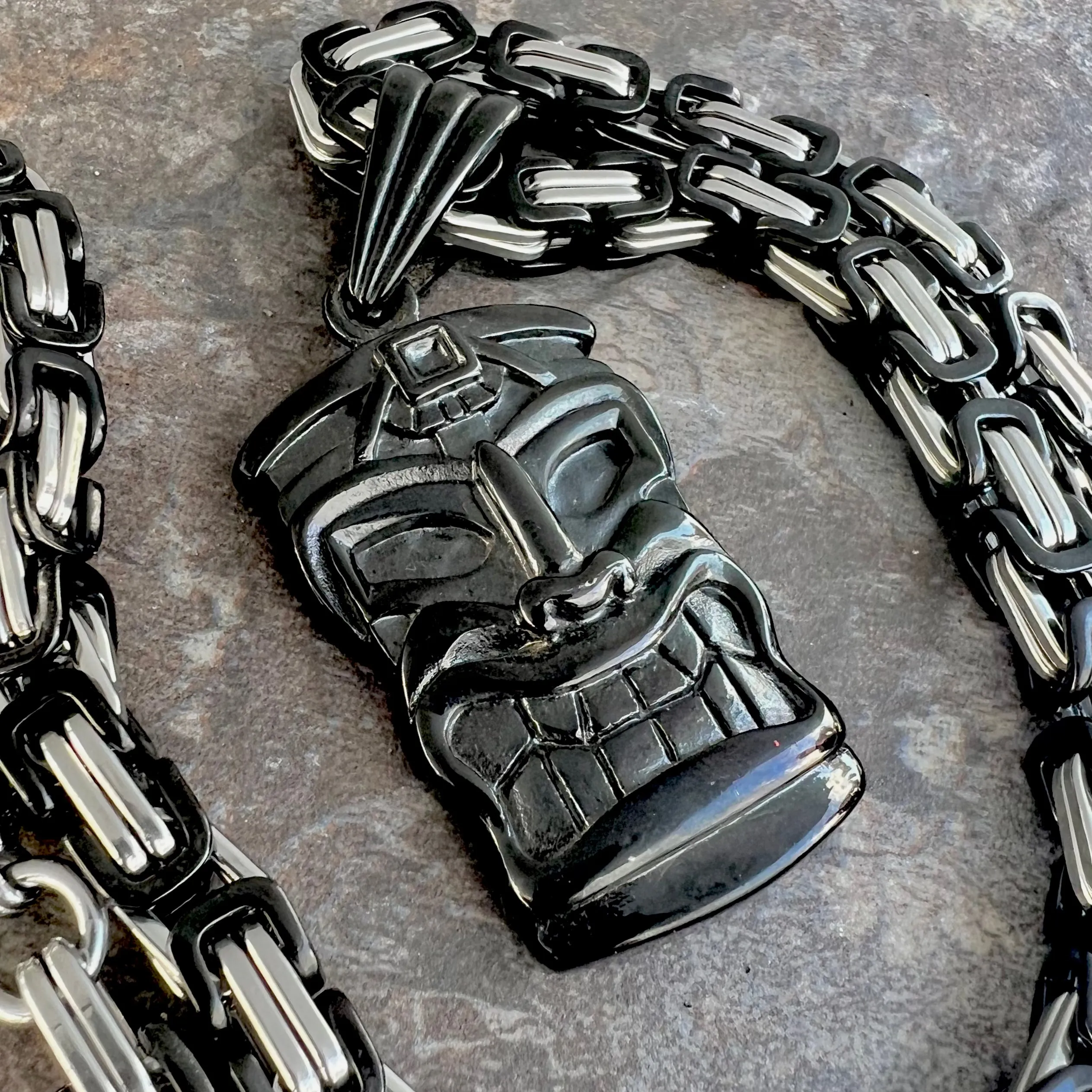 Tiki Man Skull Black Pendant - Necklace (301)