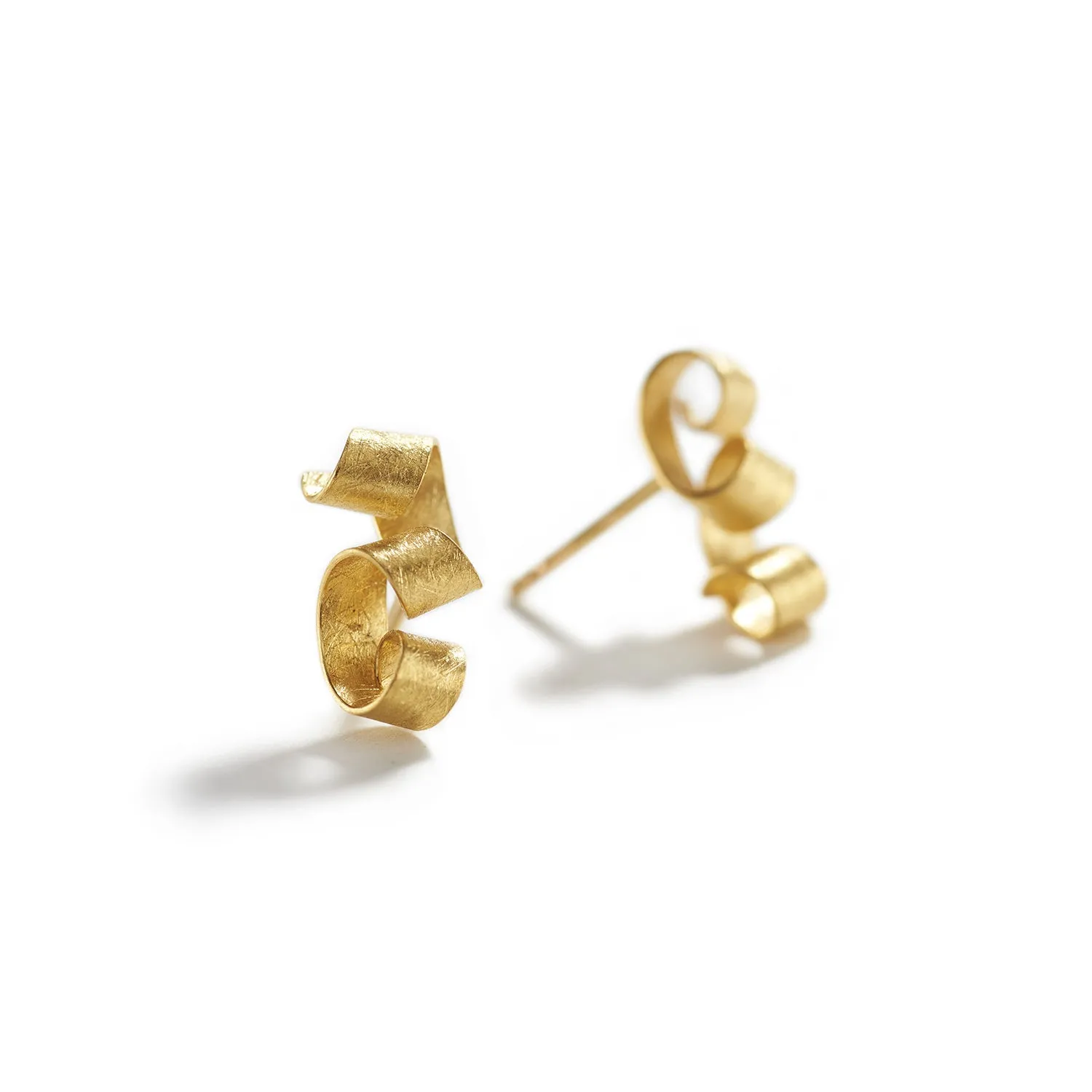 Tiny Gold Ribbon Earrings