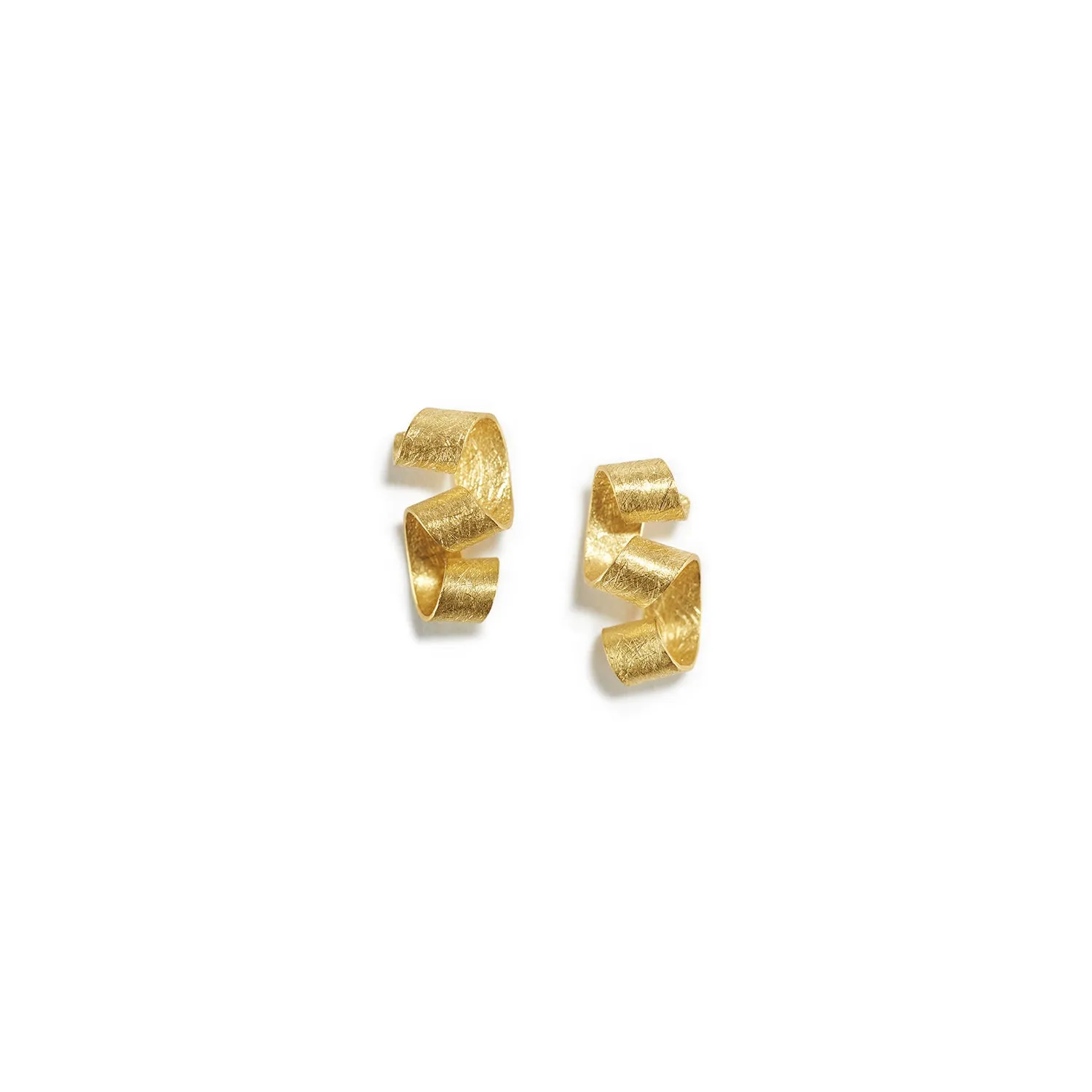 Tiny Gold Ribbon Earrings