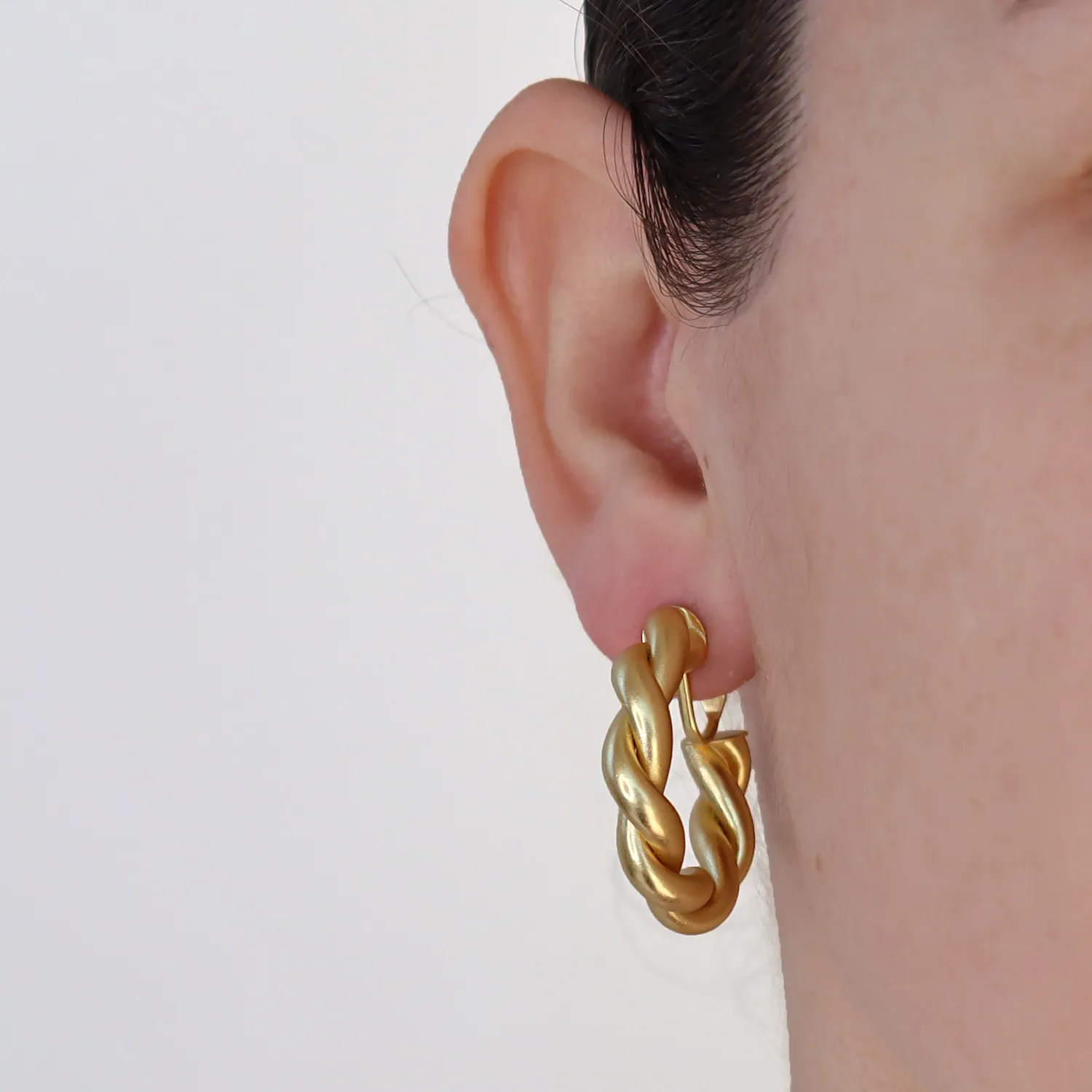 Twisted rope clip-on hoop Earrings