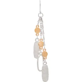 Two Toned Fringe Dots Ovals Chain Earrings