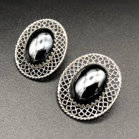 【USA輸入】ヴィンテージ WHITING & DAVIS ヘマタイト イヤリング/Vintage WHITING & DAVIS Hematite Clip On Earrings