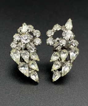 【USA輸入】ヴィンテージ クリア ビジュー イヤリング/Vintage Clear Bijou  Clip On Earrings