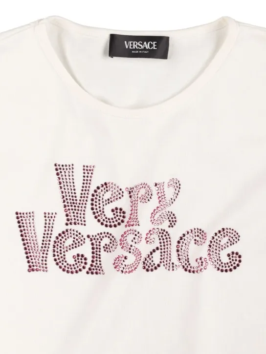 Versace   Logo print cotton jersey t-shirt w/bow 