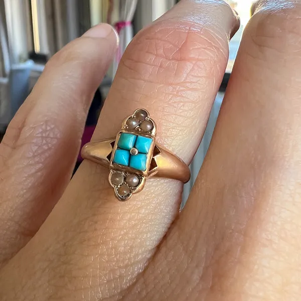 Victorian Turquoise & Pearl Ring