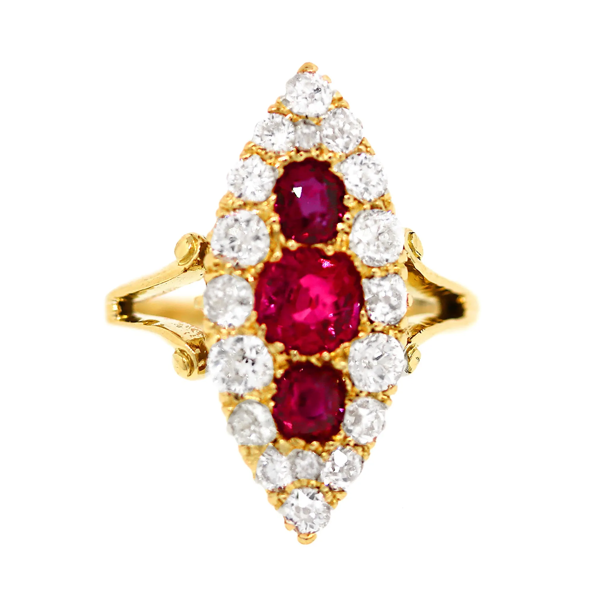 Vintage Burmese Ruby & Diamond Ring