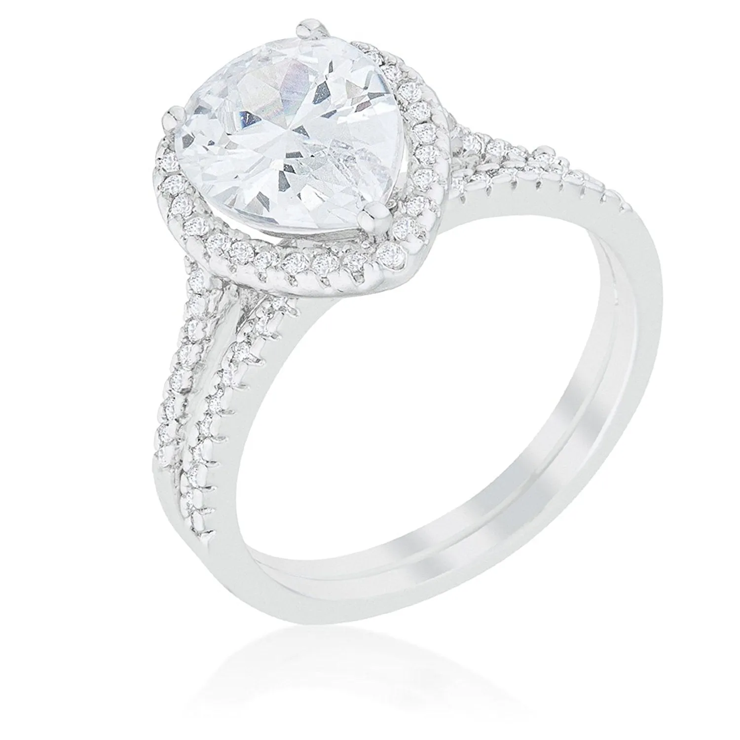 WildKlass Halo Solitaire Pear Engagement Ring