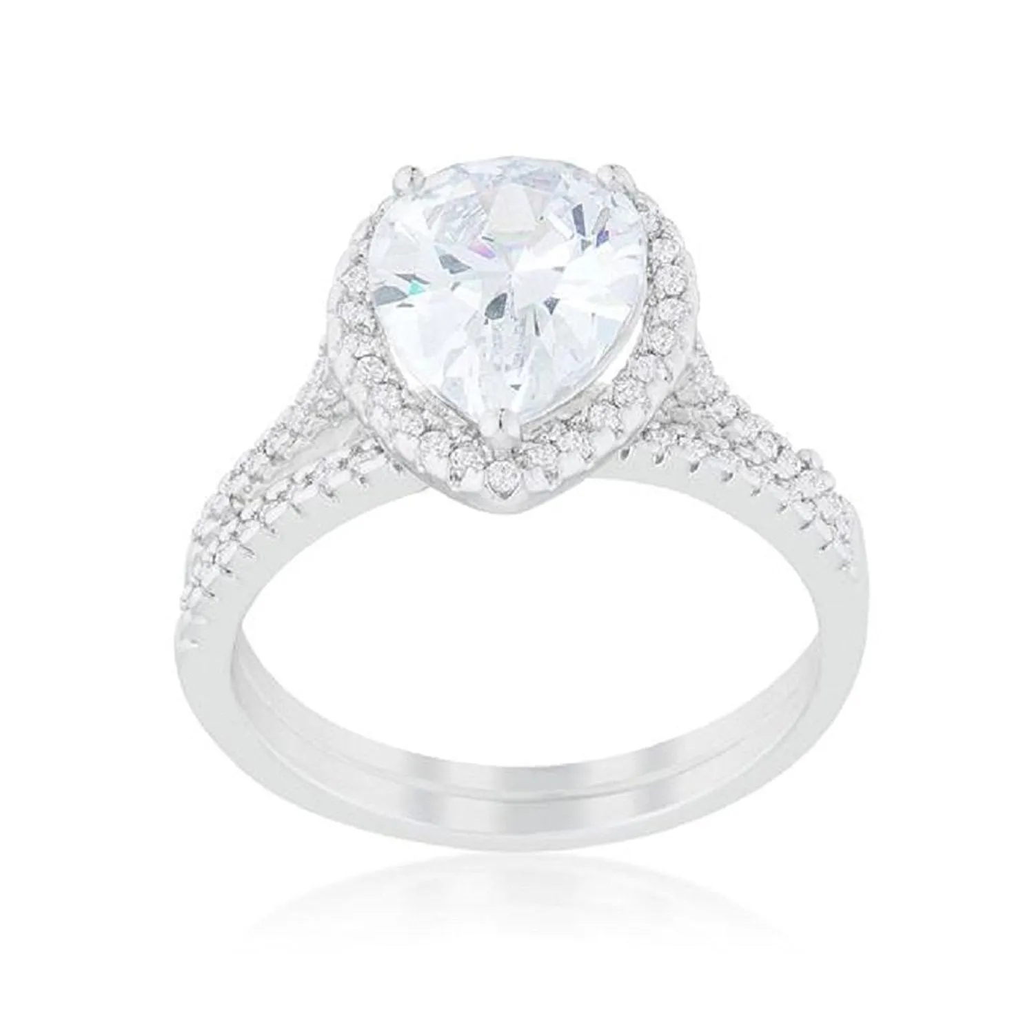 WildKlass Halo Solitaire Pear Engagement Ring