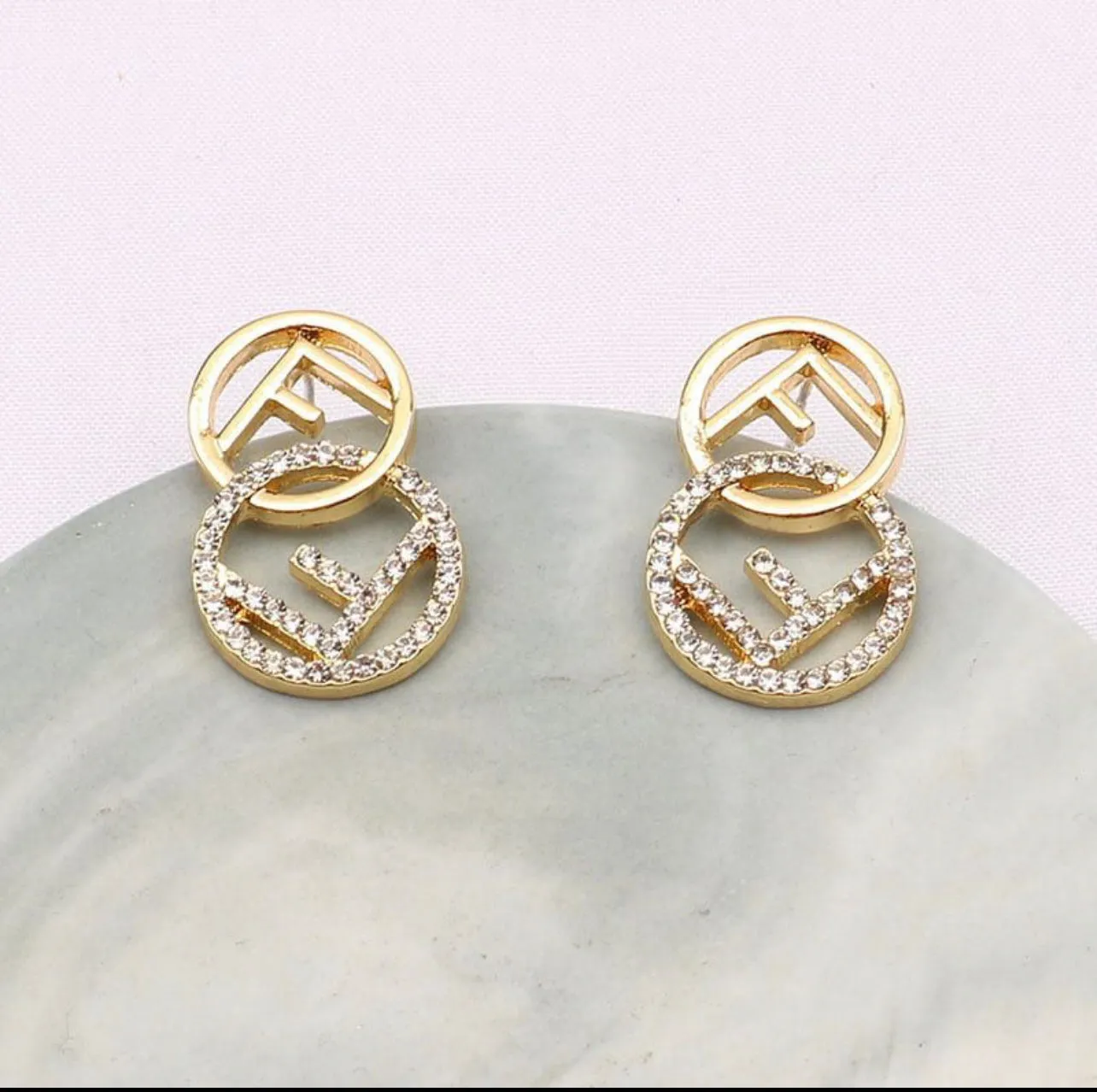 Women Fashion Earrings F Letter Earrings - X35077713