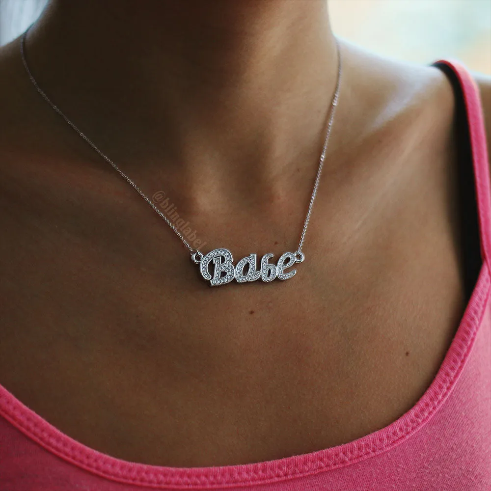 Womens' Custom Name Letter Babe Necklace