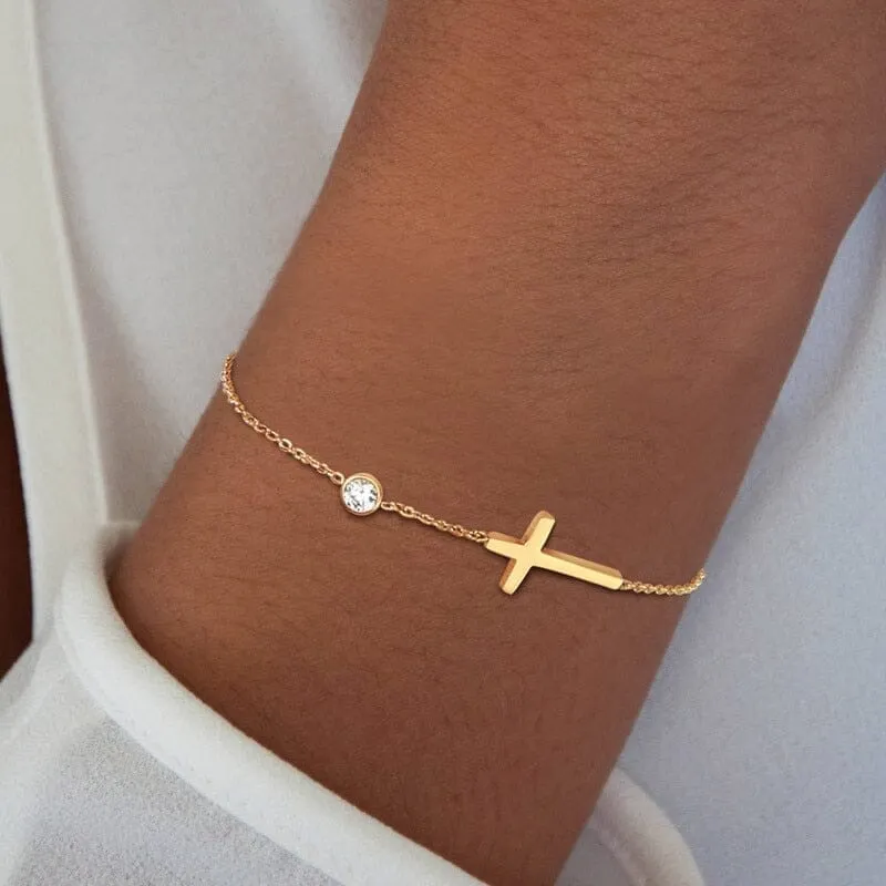 WWJD Petite Sideway Cross Bracelet