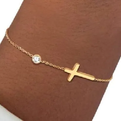 WWJD Petite Sideway Cross Bracelet