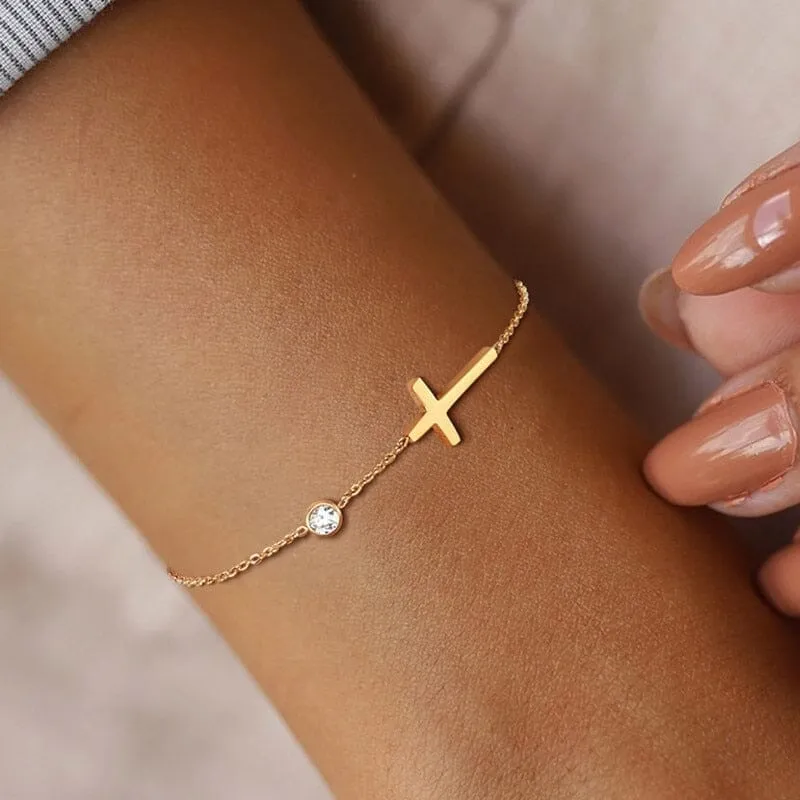 WWJD Petite Sideway Cross Bracelet